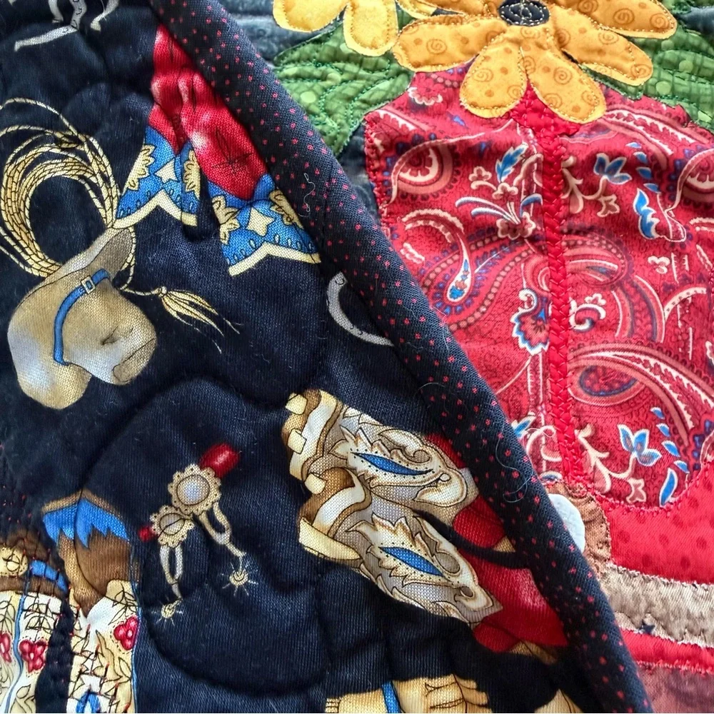 Western Cowboy Wall Hanging Quilt 21” x 24.5” – Appliqué Boot & Sunflowers